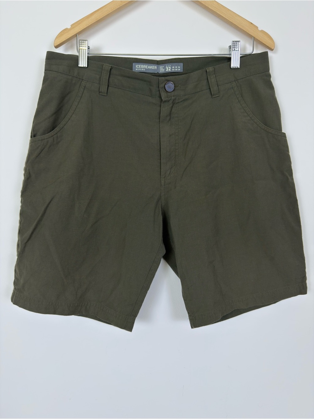 Icebreaker Merino Shorts Men’s Size 32 Olive Green Wool Blend Casual Outdoor